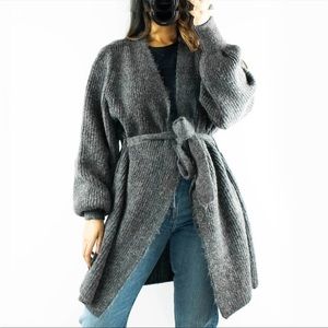TOPSHOP Chunky Balloon Sleeve Belted Cardigan NWT
